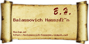 Balassovich Hasszán névjegykártya